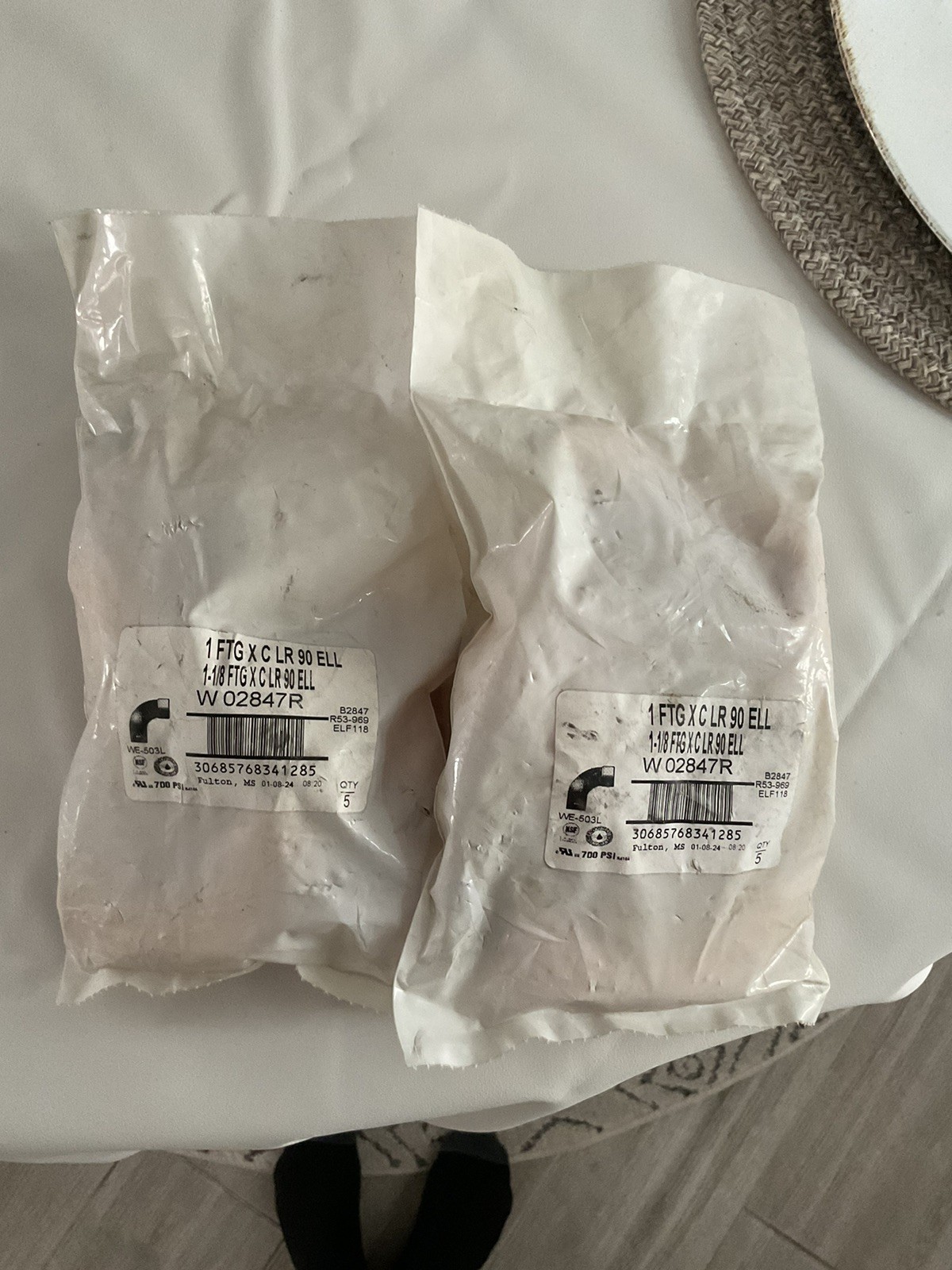 10 Mueller HVAC Copper 90° 1-1/8 FTGxC LR 90 Elbow W02847R Unused 2 Bags Of 5