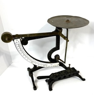 1800s Antique Apothecary Wrought Iron Cork Press Postal Or Medical Scale