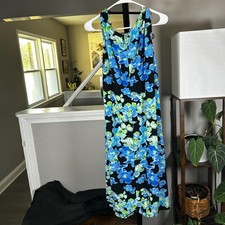 Lauren Ralph Lauren Midi Wrap Sheath Dress Women 18W Black Floral Cocktail Party