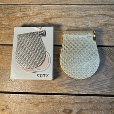Estuche de polvo y lápiz labial vintage COTY de metal dorado dueto espejo