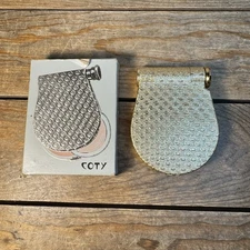 Vintage COTY Golden Metal Duette Mirror Powder & Lipstick Case