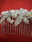 David’s Bridal Delicate Floral Hair Comb Crystals Rhinestones Pearls Glistening — photo 3