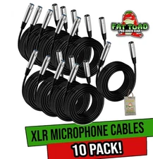 Microphone Cables by FAT TOAD (10 Pack) 20ft Professional Pro Audio XLR Mic Cord