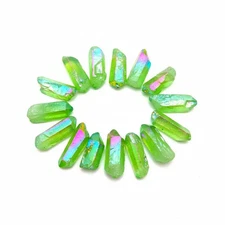 25-35mm Apple  Aura Quartz Crystal Point Titanium Rainbow Jewelry Making Stone