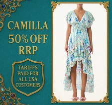 CAMILLA Sunrise In Sintra Frill Sleeve Long Dress Size S RRP $895