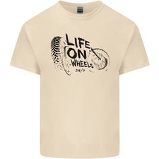 Camiseta Life on Wheels Motociclista Motocicleta Bikie Hombre Algodón Ligero