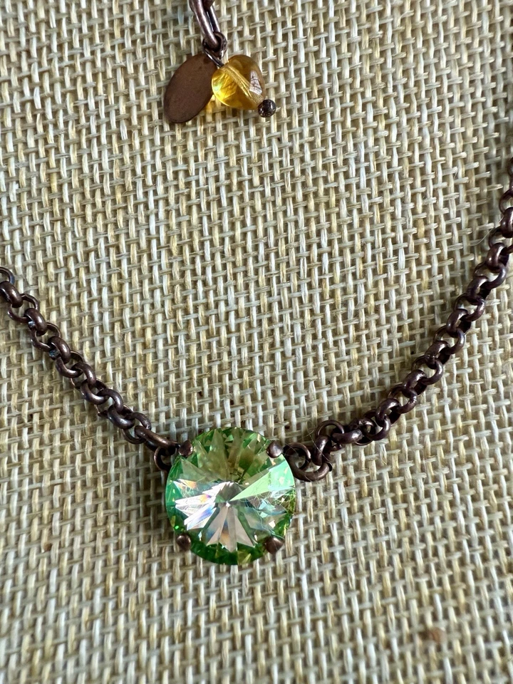 Deslumbrante Colar de Corrente de Cobre e Cristal Swarovski “Verde Luminoso” #23 - Imagem 2 de 2