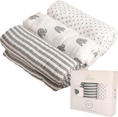 UK Brand - Luxus Baby Swaddle Decken, Bio Streifen/Elefanten/Punkte 