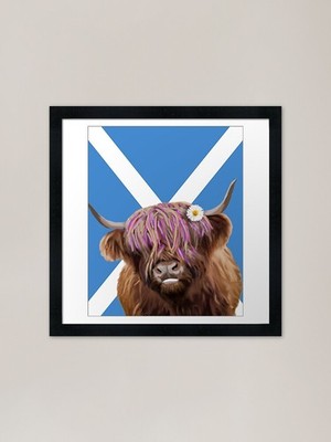 Highland Cow Maggie gerahmter Kunstdruck gerahmtes Wandbild Poster Leinwanddruck Bild