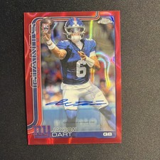 2025 Topps Chrome Jaxson Dart Red Lava Refractor Auto 5/5 Bookend NY Giants RC