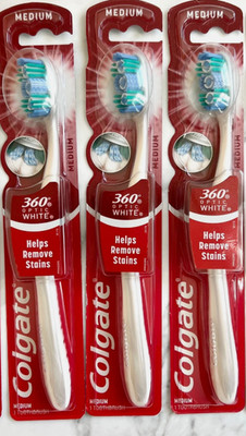 3X Colgate 360 Optic White Medium Whitening Toothbrush, for Adults