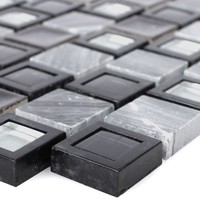 Glas Naturstein Marmor Mosaik Mosel Schwarz Grau KüChen Fliesen Spiegel Bad