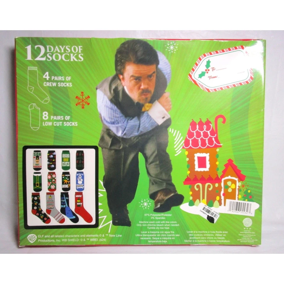 Носки унисекс для экипажа и лодыжки 12 пар рождественская тематика полиэстер обувь размеры 6-10 - Изображение 2 из 3