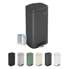 Kitchen Pedal Stainless Bin w/ Soft-close Lid, Inner Bucket and Free Liners
