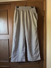 Ladies Striped Wide Leg Palazzo Pants Elasticized waist size M