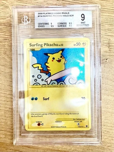 Rising Rivals Surfing Pikachu Holo 2009 Pokemon Platinum #114/111 BGS 9 (PSA)