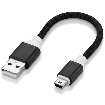 KURZES SCHWARZES GEFLOCHTENES USB A AUF MINI B KABEL Zuleitung Kabel Laptop/Mac