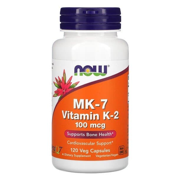 NOW Foods MK7 Vitamin K2 (MK7 Vitamin K2) 100Mcg 120 Vegane Kapseln-image