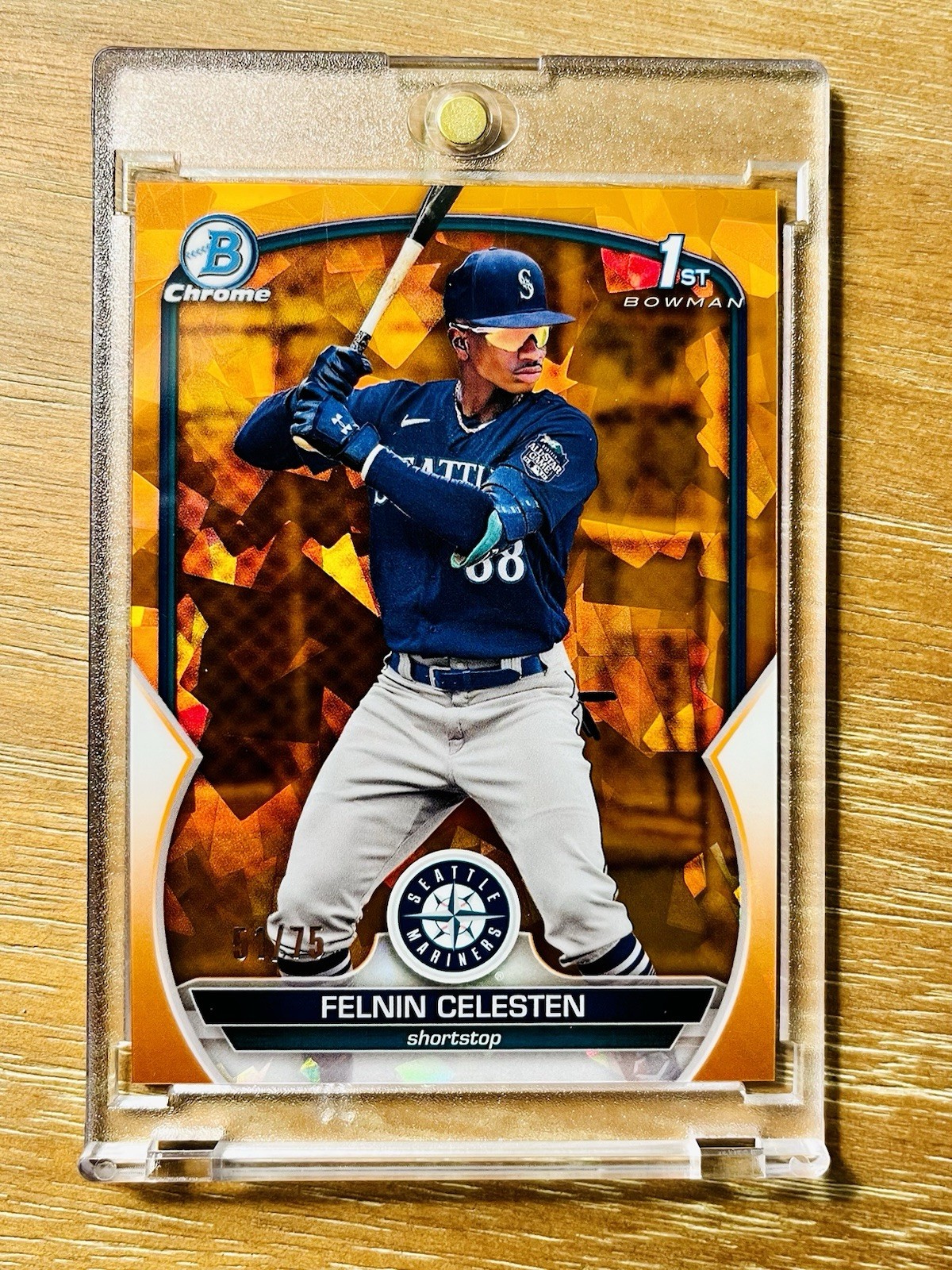 2023 Bowman Chrome Sapphire Felnin Celesten Orange 1st /75  Mariners