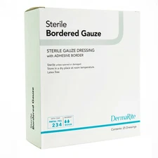 DermaRite Bordered Gauze White Gauze Island Dressing Sterile 4 x 5" 25 per Box