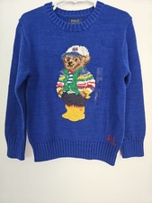 NWT Polo Ralph Lauren Kids Size 5 Sailing Polo Bear Sweater Color Blue