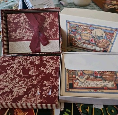 Covington Red Toile Notecards Set Of 16 & Susan Winget Joys Of Home 13 Notecards