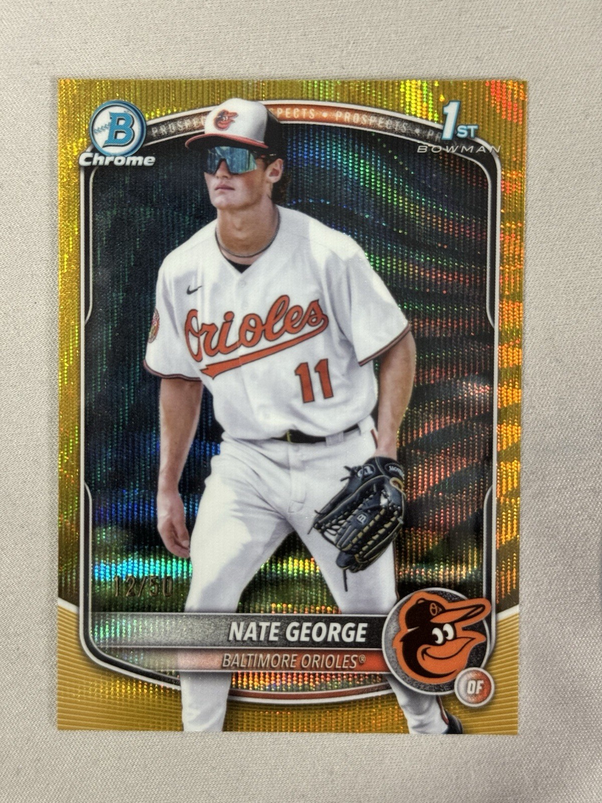 2025 Bowman Chrome Nate George 1st Prospect Gold Wave Refractor /50 #BCP-184