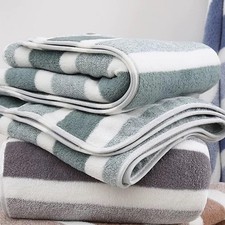 12PCS Towel Bale Set Soft Absorbent Bathroom Towels with Elegant Woven Stripe UK