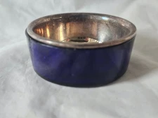 Old blue glass and white metal inner bowl