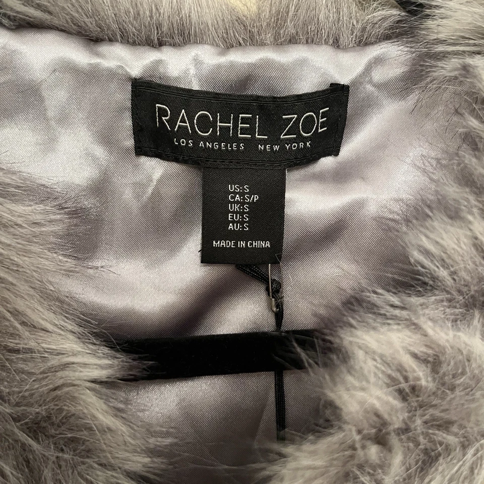 Chaleco de piel sintética Rachel Zoe gris para mujer talla pequeña NUEVO con etiquetas elegante Foto 3 de 4