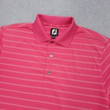 FootJoy Polo Golf Shirt Men's Size Medium Pink White Polyester Stretch