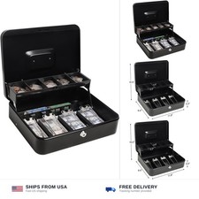 Cash Box with Money Tray and Key Lock,Safe Box for Cash Saving Key Lock Money...