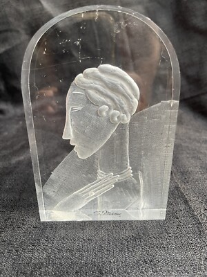 Vintage Reverse Carved Lucite/Acrylic Sculptures Art Deco Style
