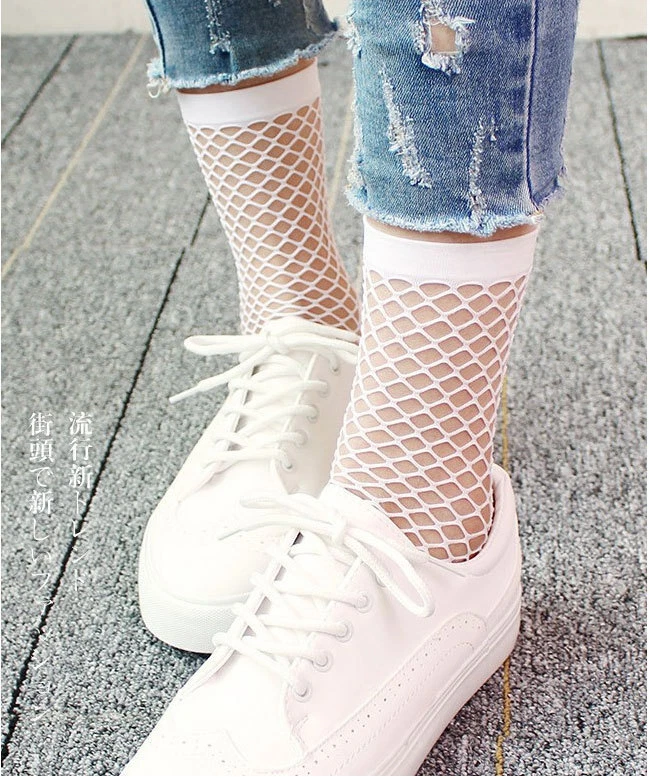 Moda Mujeres Medias Medias Cortas Malla Sexy Red Calcetines al Tobillo 3 Pares Foto 3 de 4