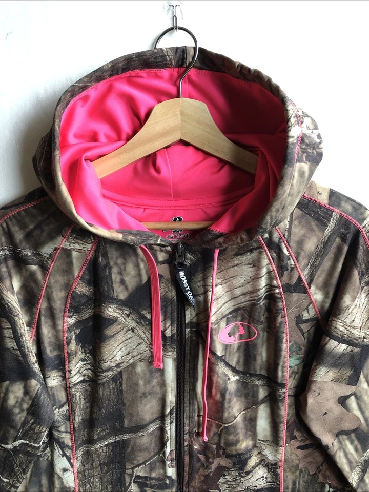 Sudadera con Capucha Camuflada Ligera Mossy Oak con Costuras Rosa y Forro Grande Foto 3 de 4