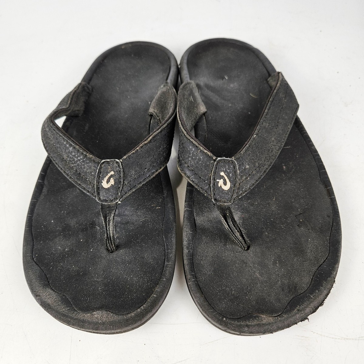 Olukai Ohana Black Leather Flip Flop Sandals OluKai Ohana Flip-Flop Sandal Large Size | Westport Big & Tall main image 3