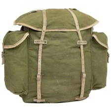 Vintage Norwegian O.D. Canvas rucksack w/steel frame, good cond., free shipping