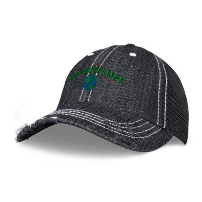 Denim Jean Baseball Cap Earth Flag Style B Cotton Unestructured Trucker Hat