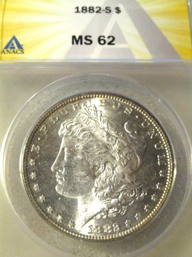 1882-S MORGAN SILVER DOLLAR MS62 ANACS "MIRROR LIKE"