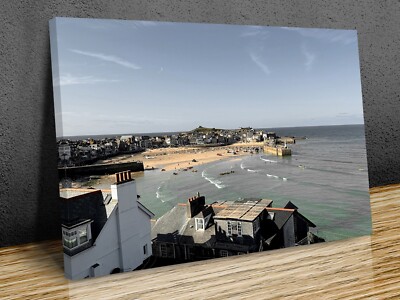 A view of the St Ives beach  mounted canvas print ready to hang