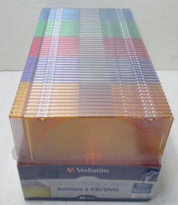 VERBATIM(R) 94178 Verbatim(R) Color CD/DVD Slim Cases 50 Pack Factory Sealed