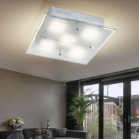 Deckenleuchte Deckenlampe Wohnzimmerlampe Led Glas Chrom Esszimmerleuchte L 28Cm