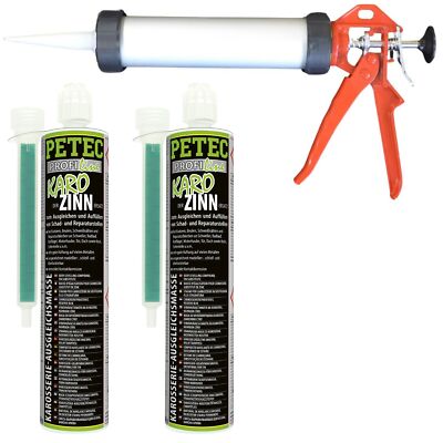 Petec 2x Check Tin Body Levelling Compound Coaxial Cartridge 265ml + Express...