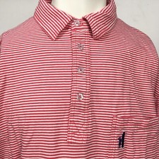 Johnnie O Polo Shirt Mens XL Red Striped West Coast Prep Short Sleeve Pocket