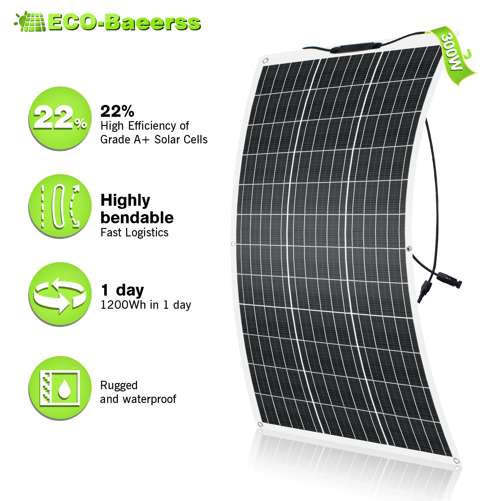 300W 900W Flexible Solar Panel Mono 12V Home RV Boat Camping Power Battery Charg