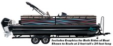 Colorful Blue Purple 3D Waves Abstract Wrap Kit Decal Fishing Boat Vinyl Pontoon
