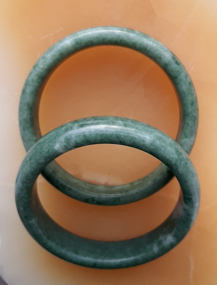 2 Braclets Bangles Spinach Green Stone Burmese Ja… - image 7