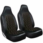 FOR VW CADDY - Luxury Premium Black Diamond Quilted Van Seat Covers - 2 x Fronts