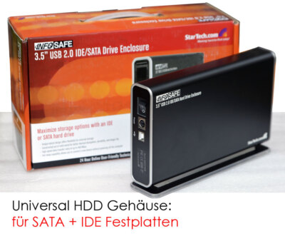 EXTERN USB GEHÄUSE FÜR 3,5'' 6,35cm SATA IDE FESTPLATTEN UNIVERSAL STANDFUSS GH20