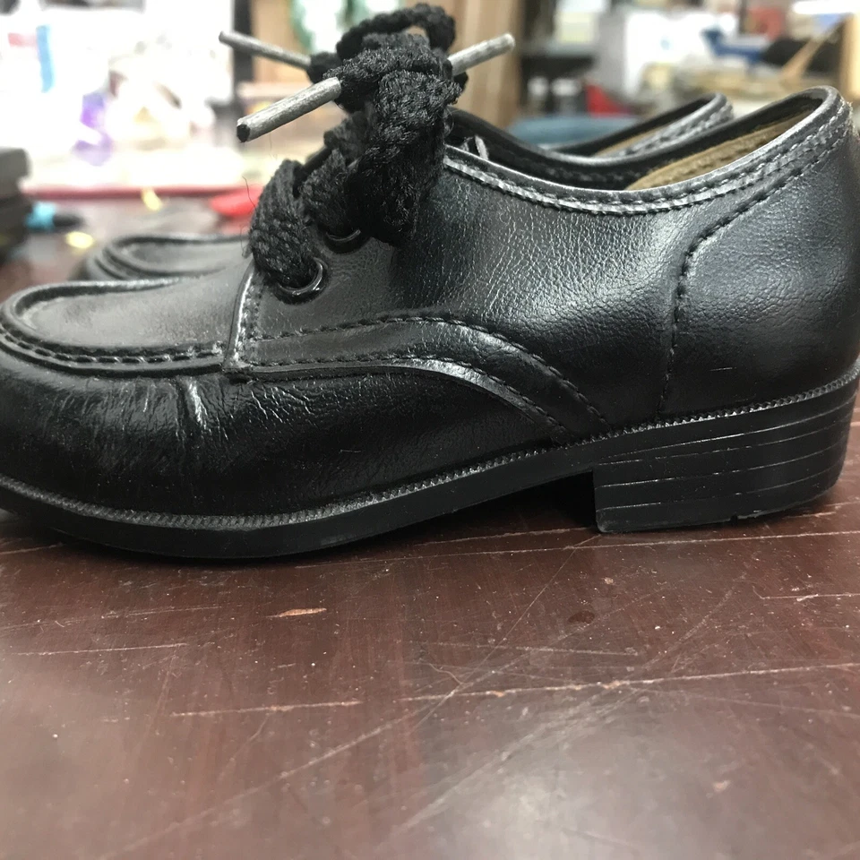 Zapato de cuero negro/marrón talla 6 con cordones para bebés niños bebés niños pequeños Foto 4 de 4